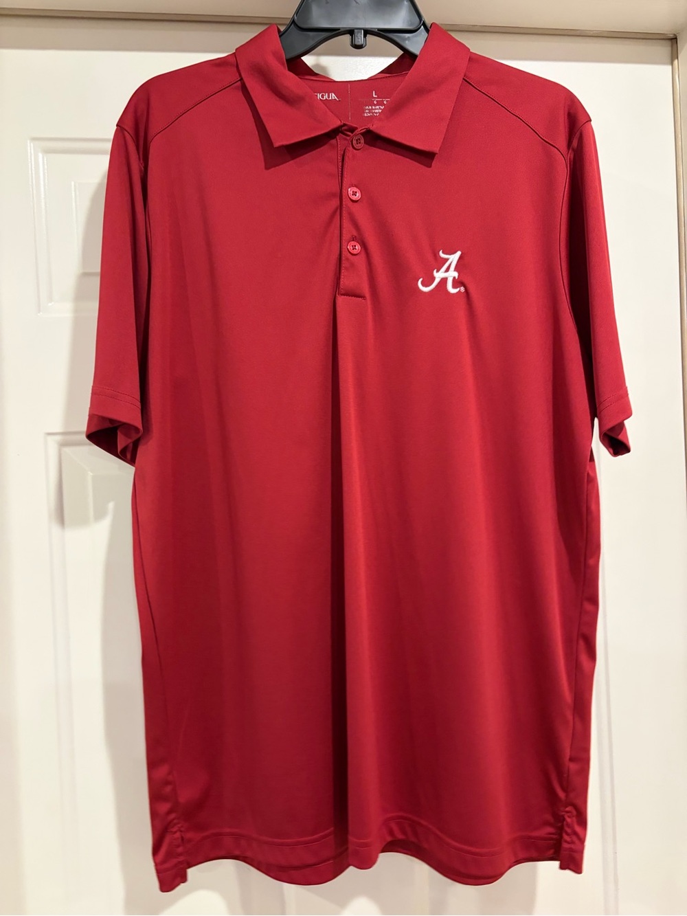 Antigua Men's Red Polo with White Script A Logo